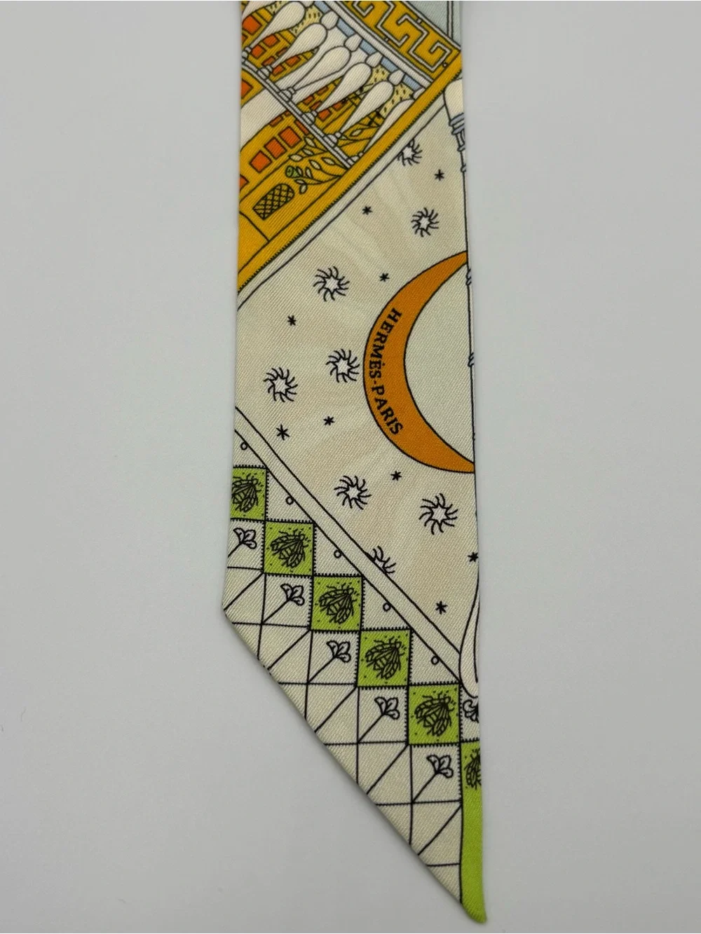 Hermes Objets de Curiosite Twilly Yellow Gris Bleu Miel Silk Ribbon - Picture 4 of 6
